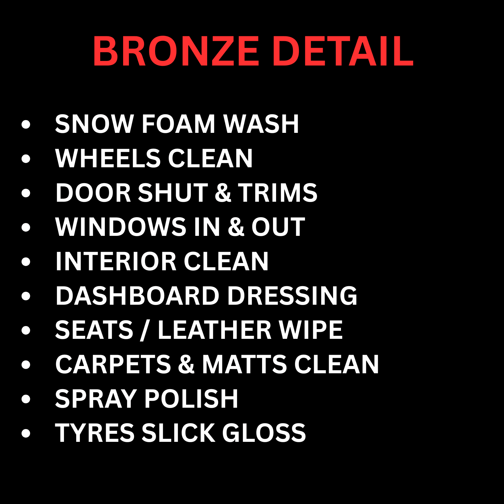 BRONZE DETAIL - ASAP Hand car Wash & Detailing Centre